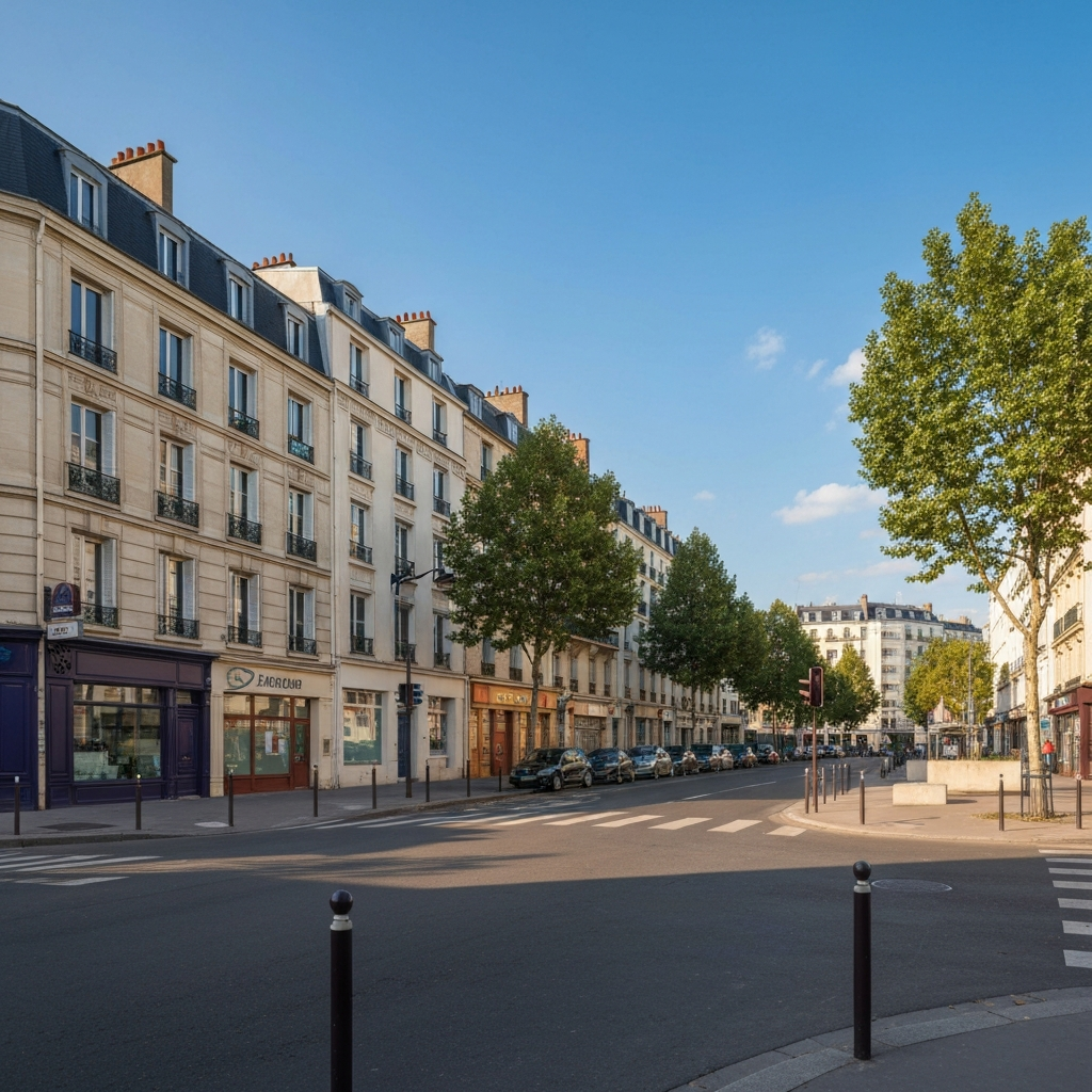 Vue aérienne du quartier du Guichet à Orsay avec la ligne du RER B visible