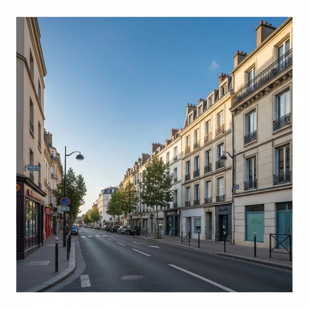 Vue aérienne du RER B traversant le quartier du Guichet à Orsay, avec des immeubles résidentiels en arrière-plan