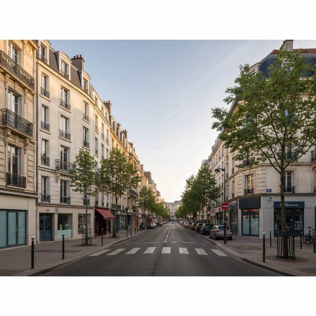 Vue aérienne du quartier du Guichet à Orsay avec le RER B passant à proximité des appartements